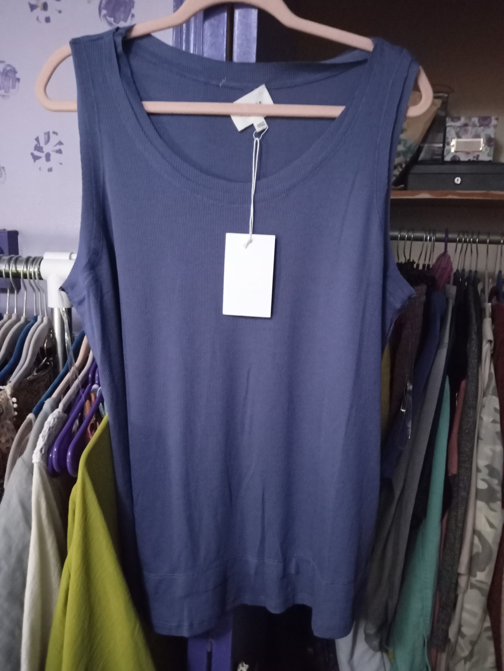 ANDREE BY UNIT Sleeveless Scoop Tank Top - Slate Blue